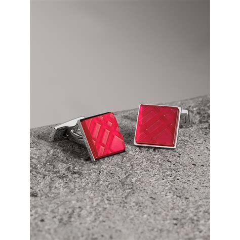 burberry check engraved square cufflinks|Designer Ties & Cufflinks .